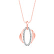 oval shape pave diamond pendant necklace in rose gold