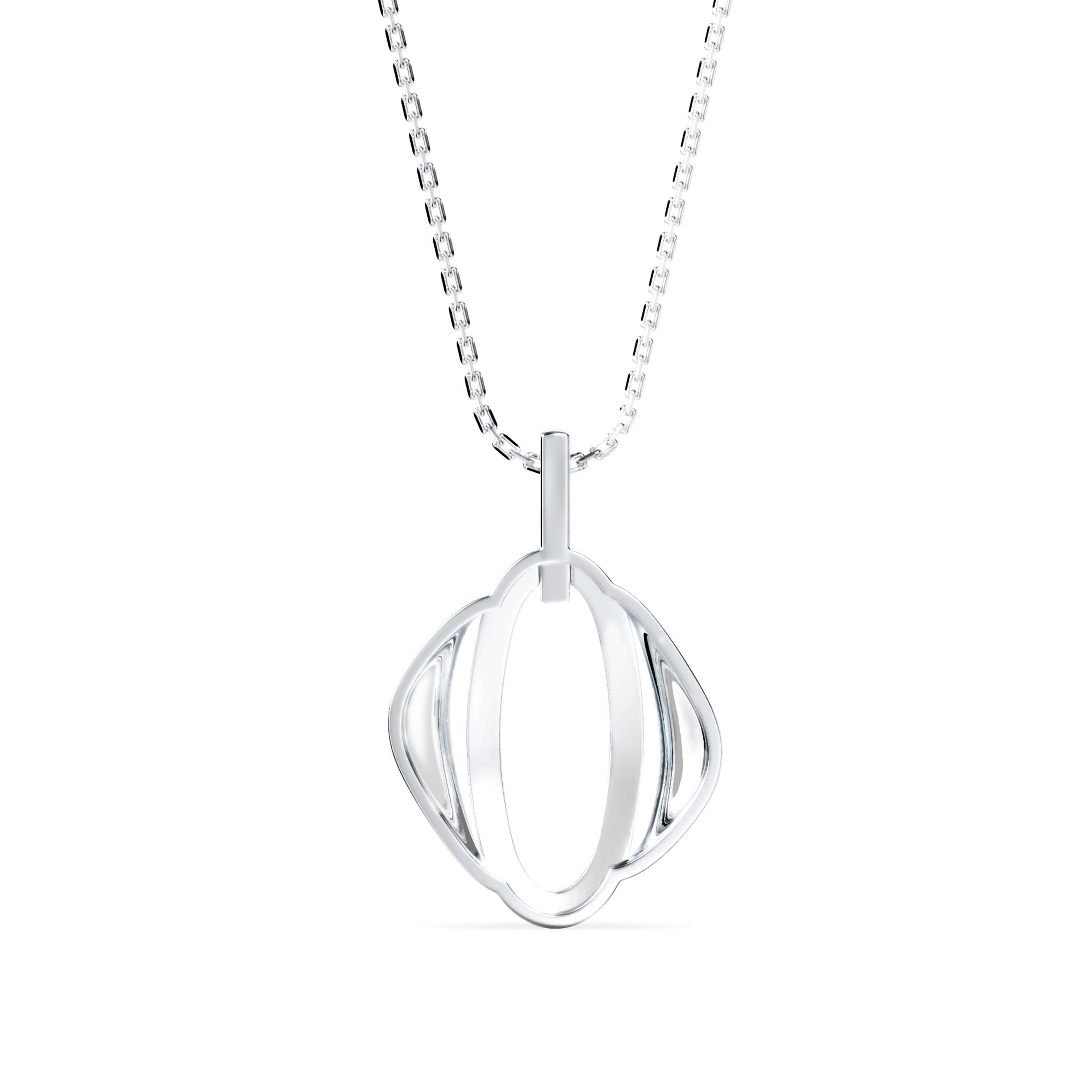 oval shape pave diamond pendant necklace in white gold