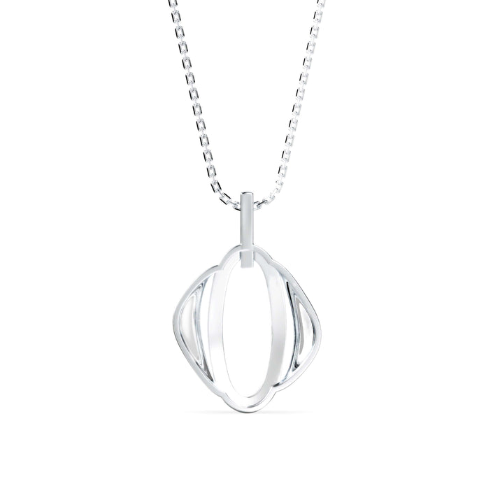 oval shape pave diamond pendant necklace in white gold