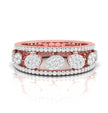oval shape round cut cluster lab-grown diamond band in rose gold