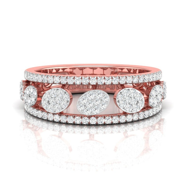 oval shape round cut cluster lab-grown diamond band in rose gold