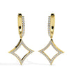 pave diamond hoop drop earrings in yellow gold