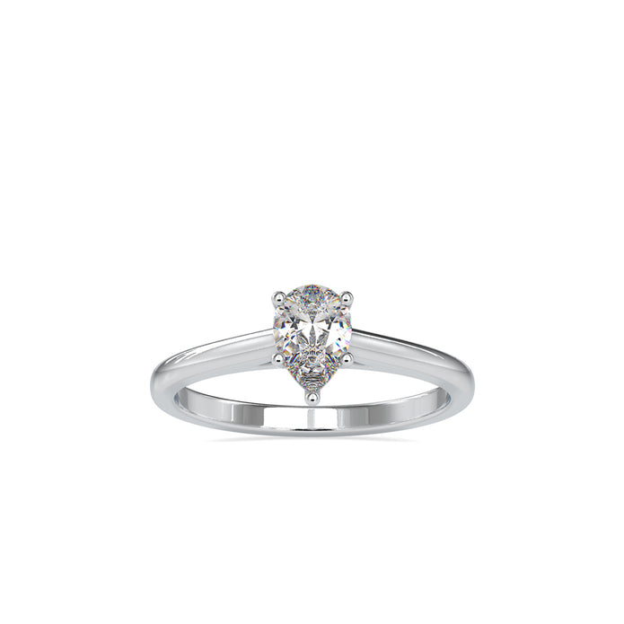 pear cut solitaire lab-grown diamond ring in white gold