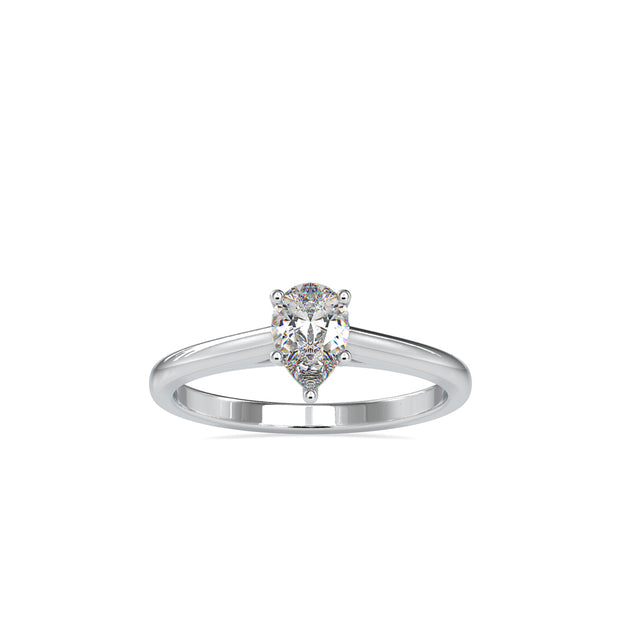 pear cut solitaire lab-grown diamond ring in white gold