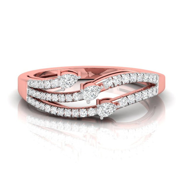 pear cut three stone lab-grown diamond ring in rose gold
