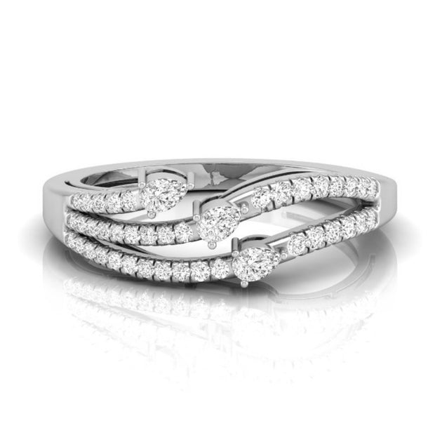 pear cut three stone lab-grown diamond ring in white gold