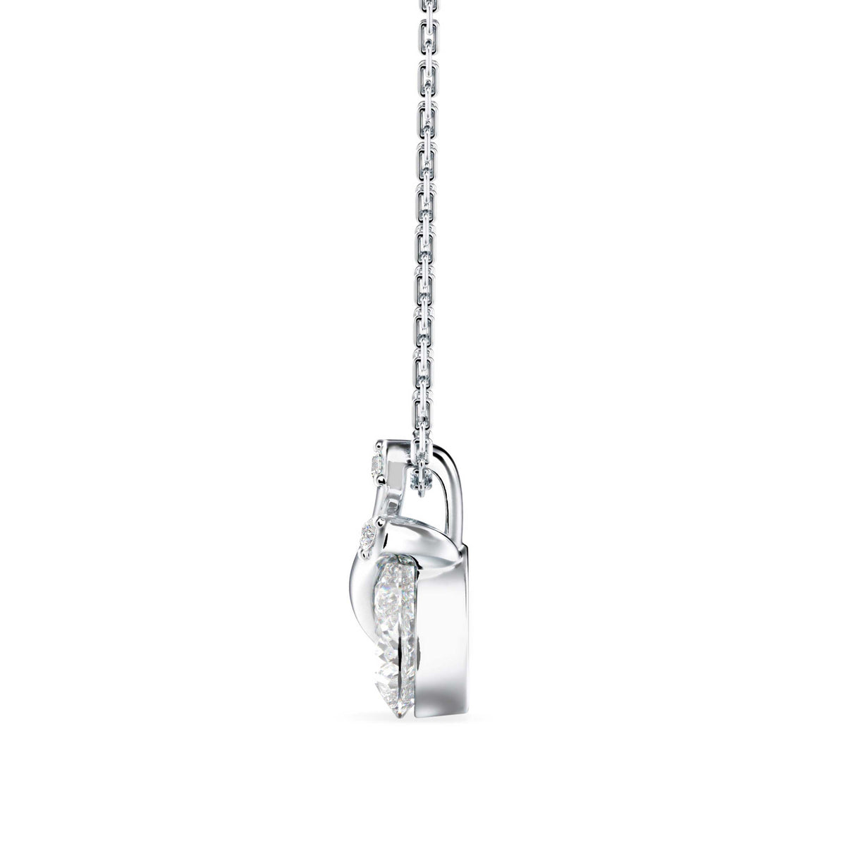 swirl pear prong lab-grown diamond pendant necklace in white gold