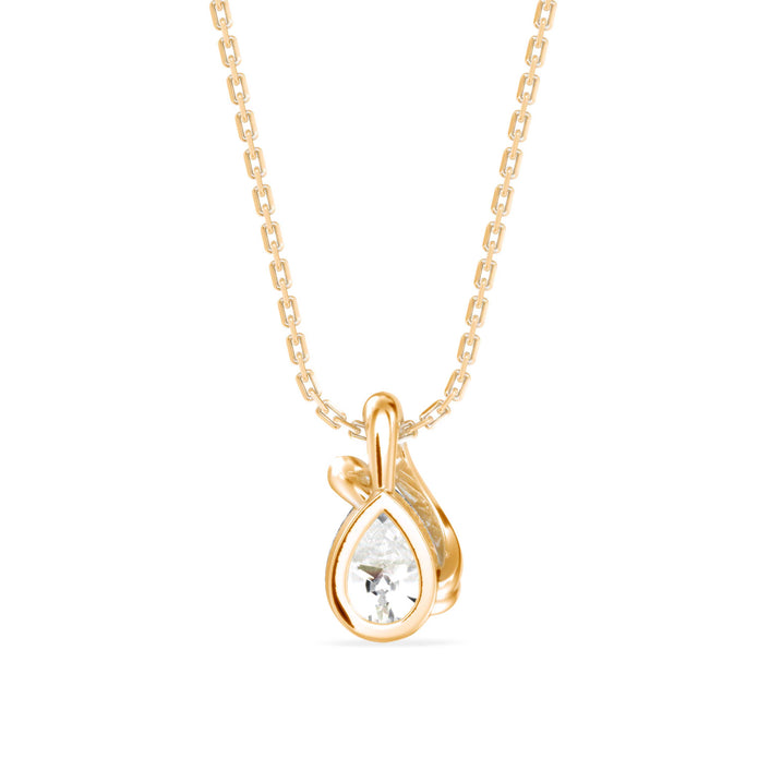 swirl pear prong lab-grown diamond pendant necklace in yellow gold