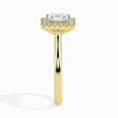 princess cut halo diamond ring in yellow gold