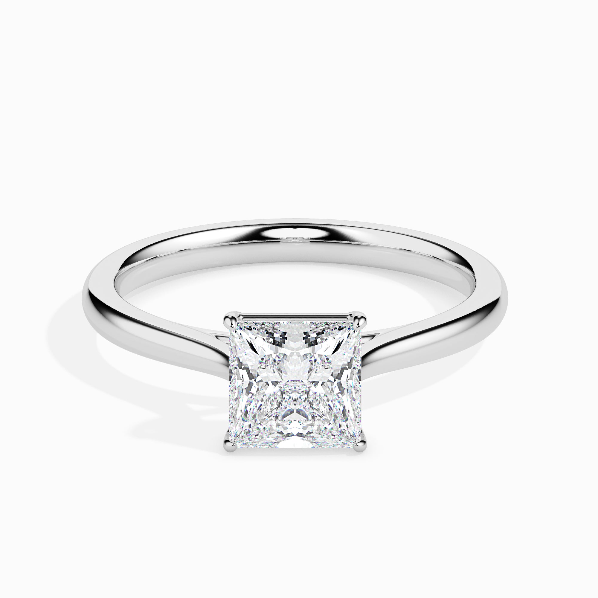princess cut solitaire diamond ring in white gold