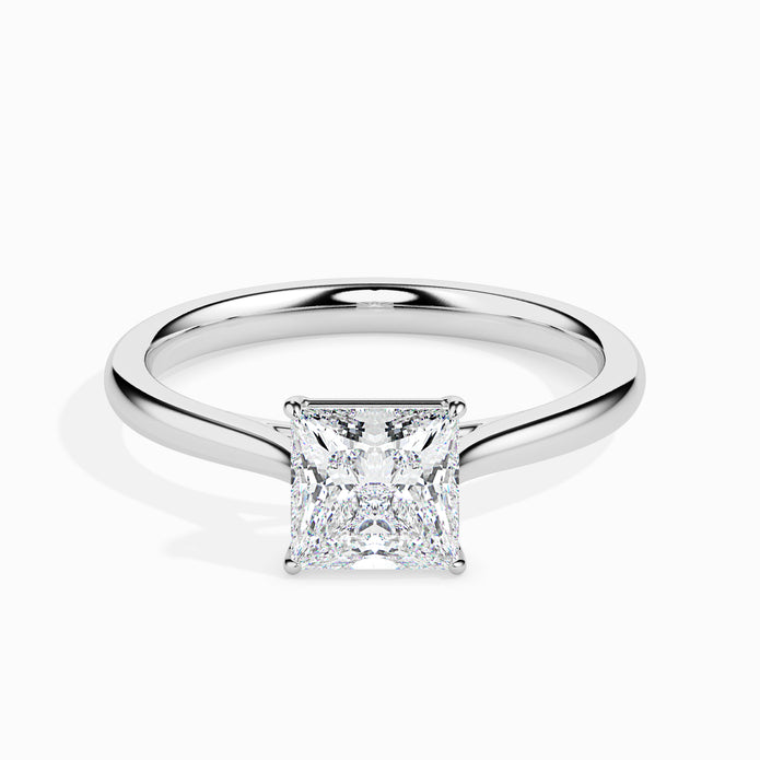 princess cut solitaire diamond ring in white gold