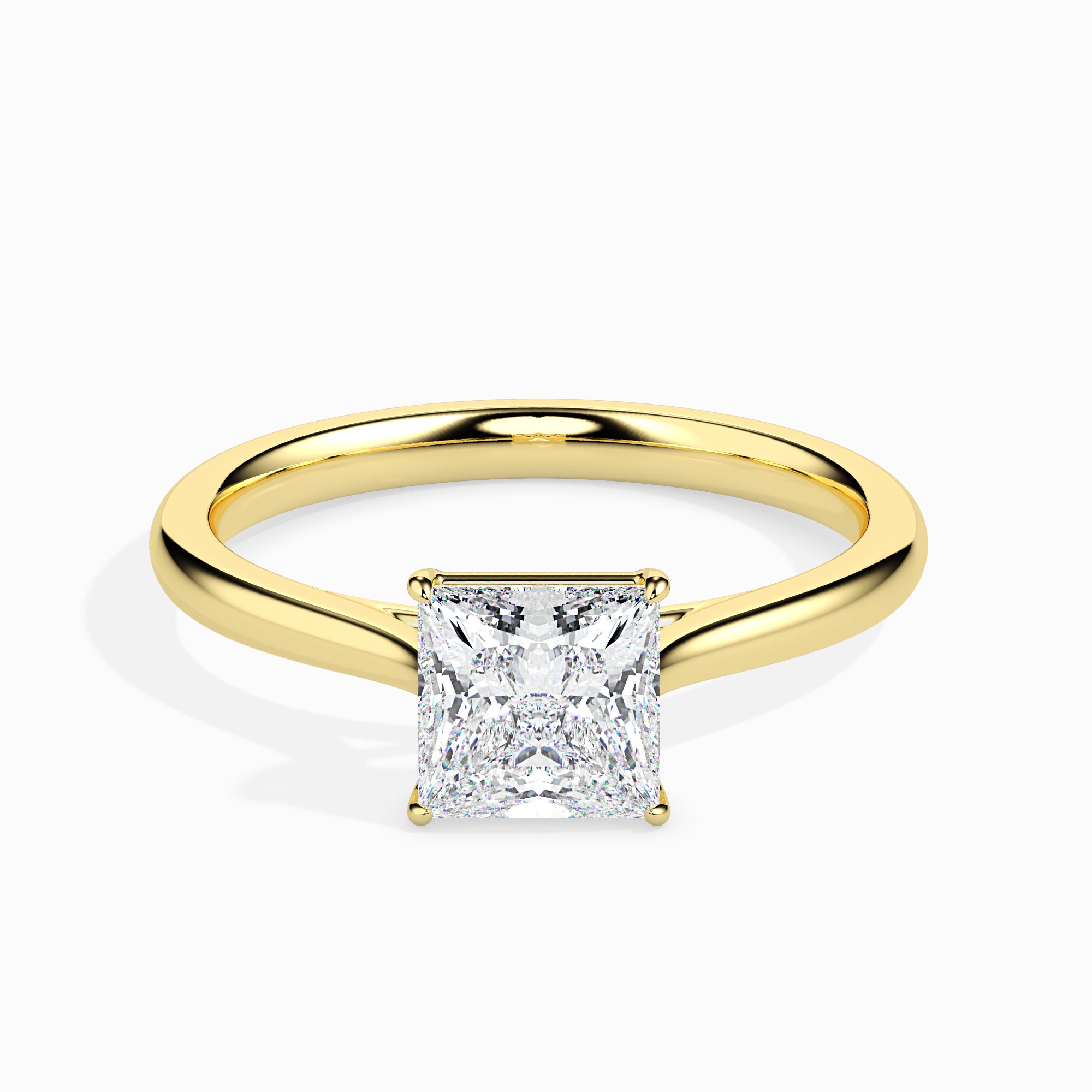 princess cut solitaire diamond ring in yellow gold