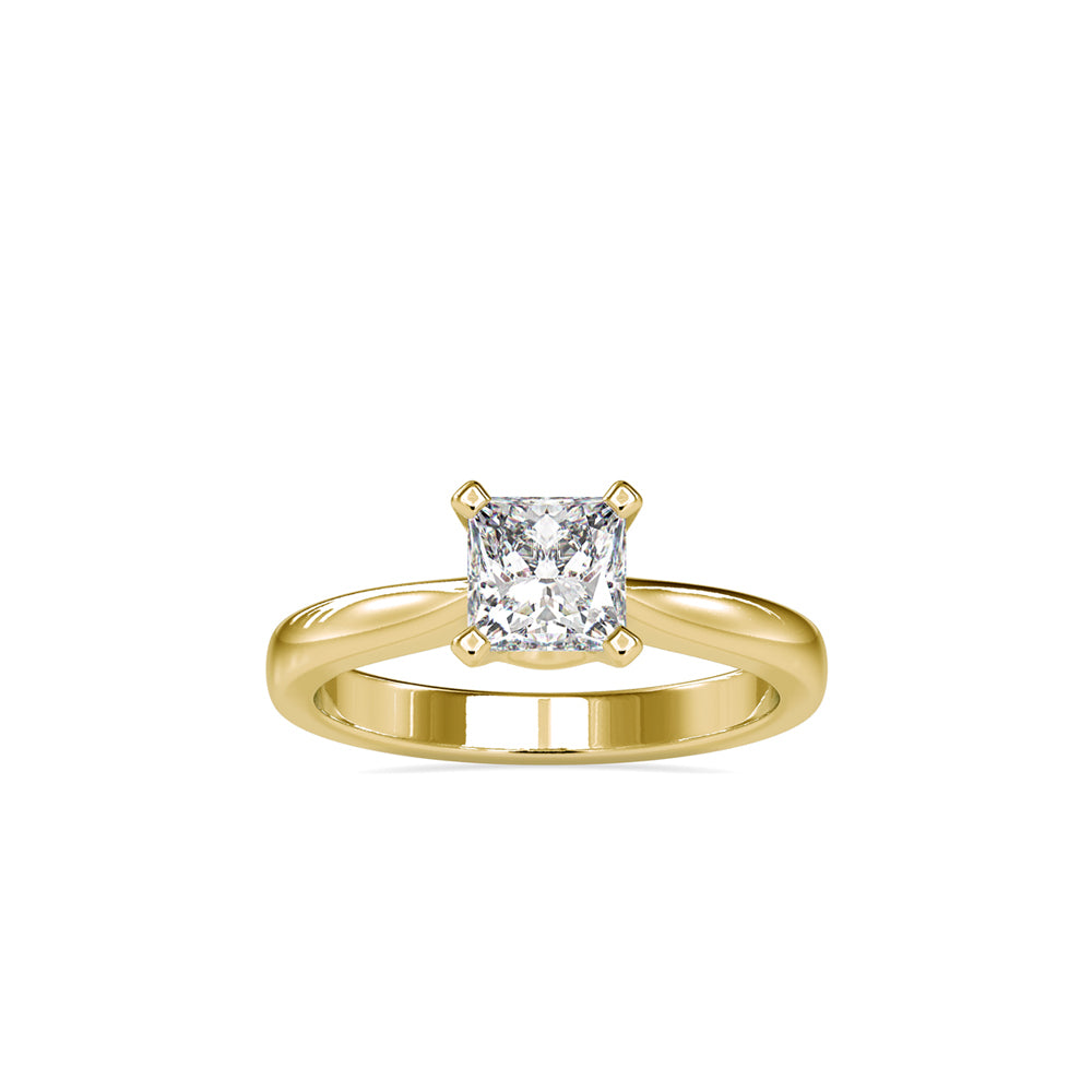 princess solitaire lab-grown diamond ring in yellow gold