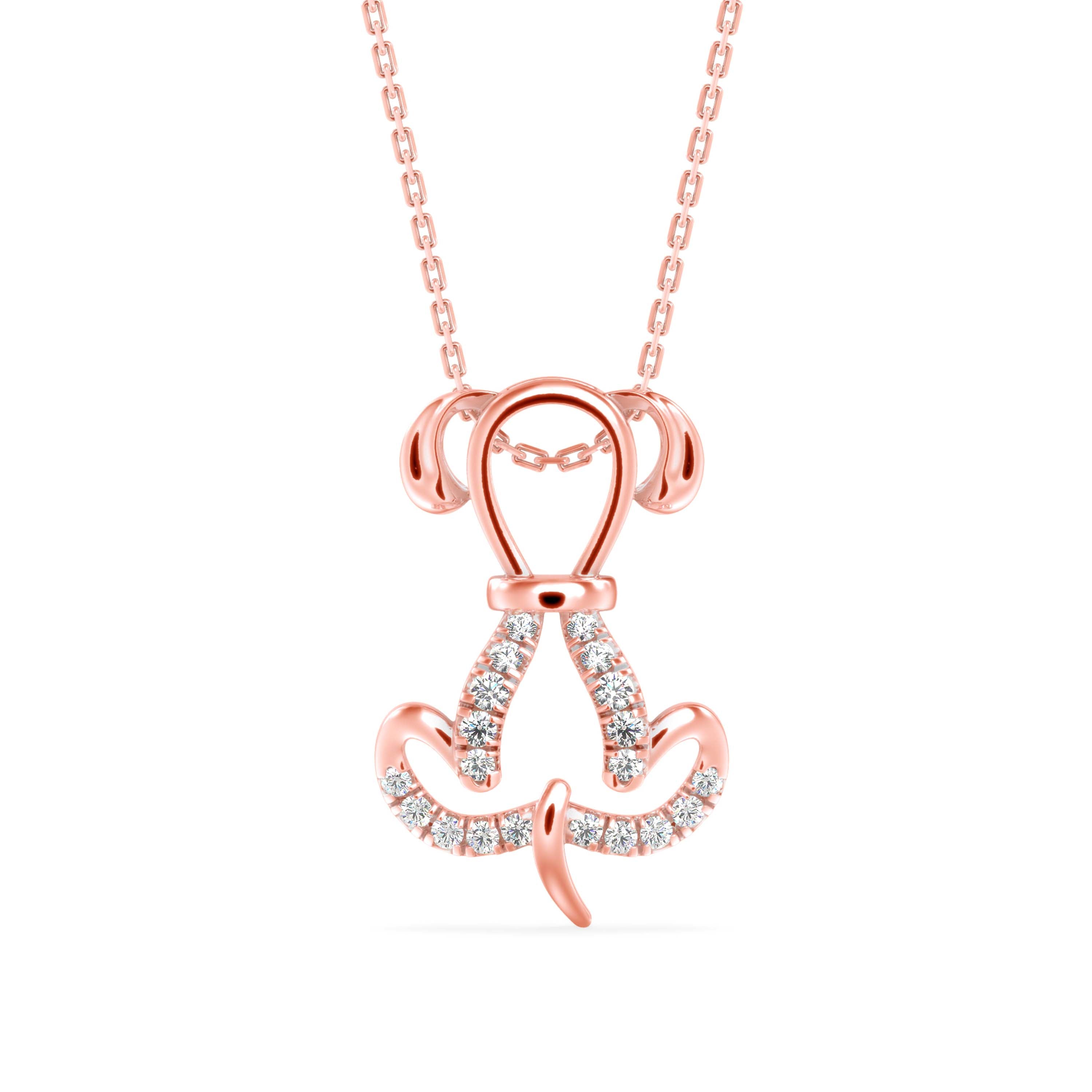 puppy love shape diamond pendant necklace in rose gold