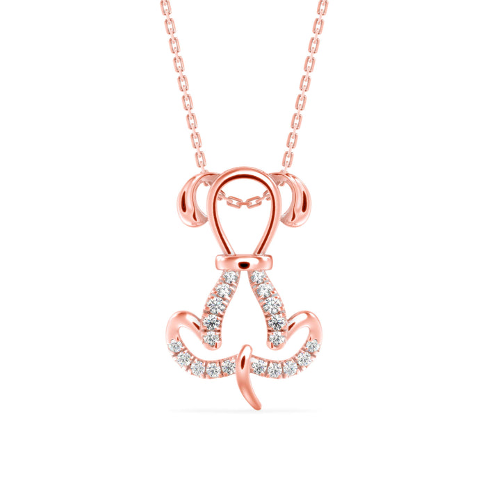 puppy love shape diamond pendant necklace in rose gold