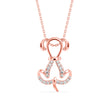 puppy love shape diamond pendant necklace in rose gold