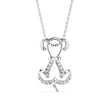 puppy love shape diamond pendant necklace in white gold