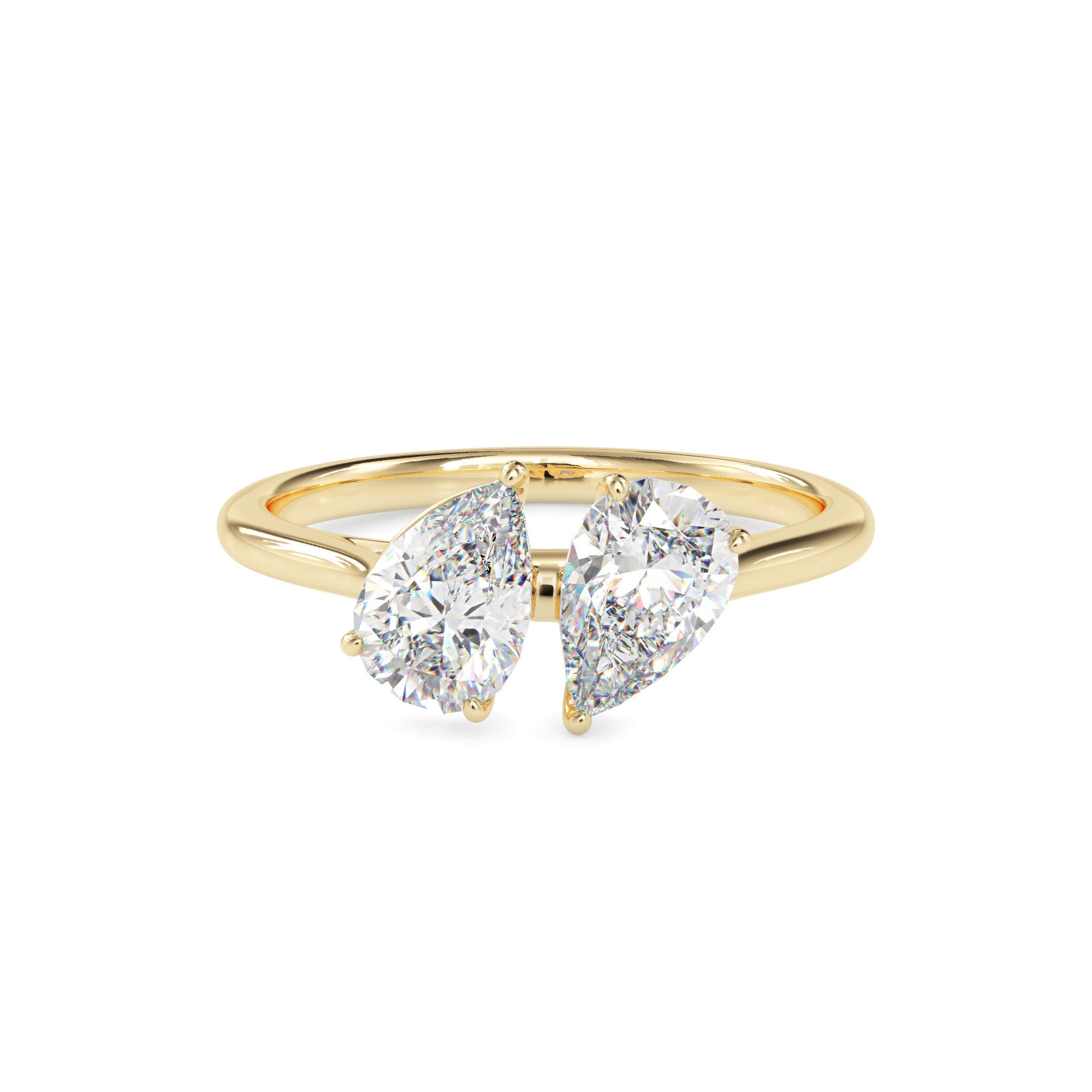 1.77Ct Pear Two Stone Lab-Grown Diamond Toi Et Moi Gold Ring