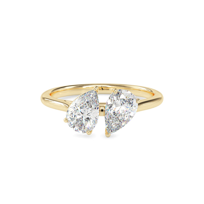1.77Ct Pear Two Stone Lab-Grown Diamond Toi Et Moi Gold Ring