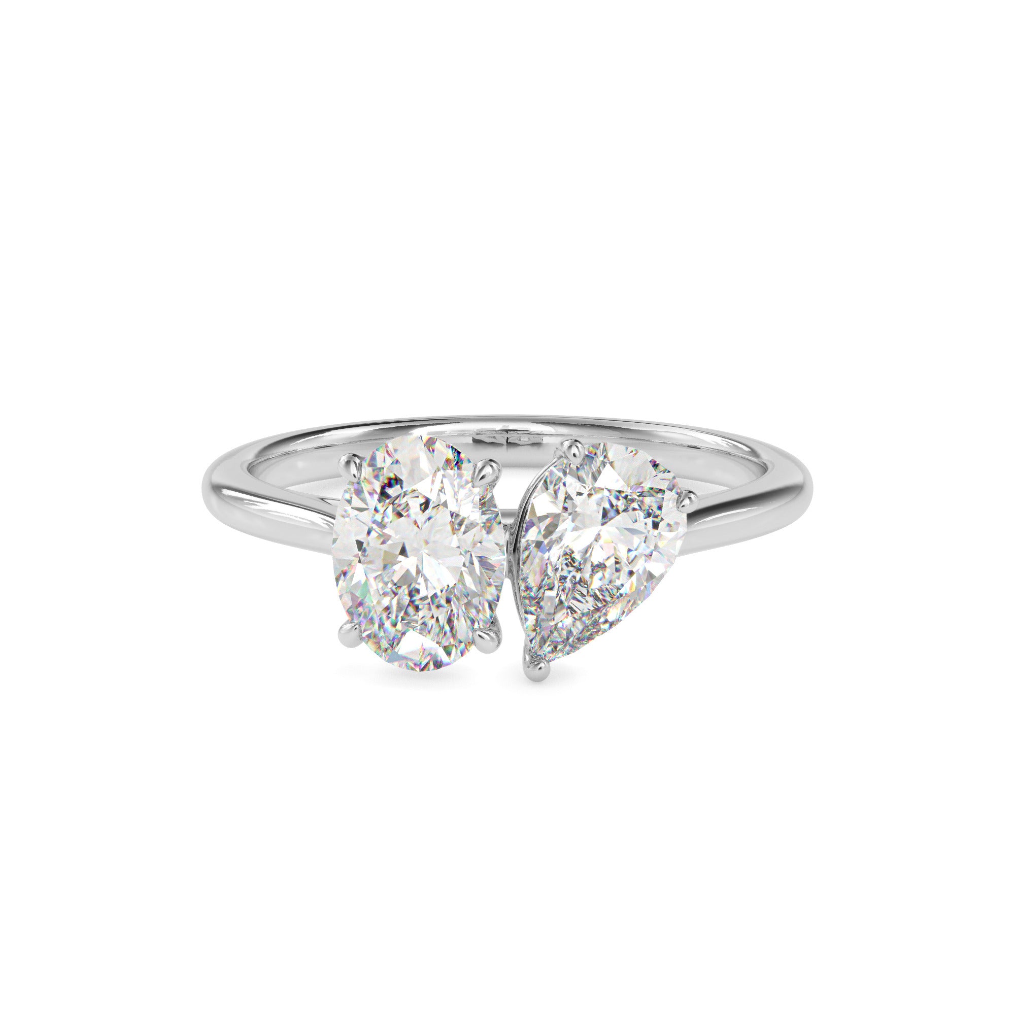 1.88Ct Pear & Oval Lab-Grown Diamond Toi Et Moi Gold Ring