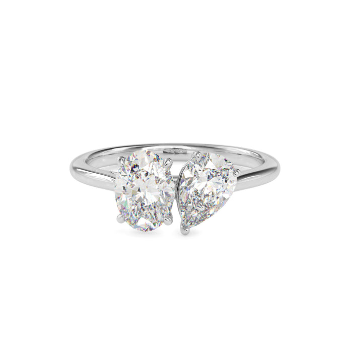1.88Ct Pear & Oval Lab-Grown Diamond Toi Et Moi Gold Ring