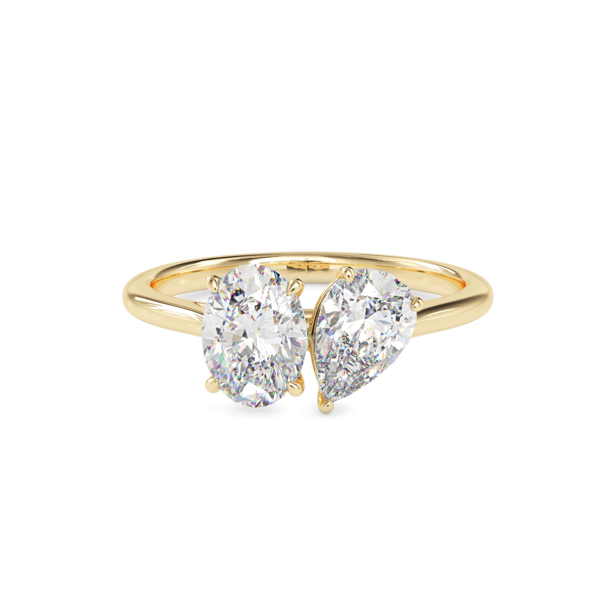 1.88Ct Pear & Oval Lab-Grown Diamond Toi Et Moi Gold Ring