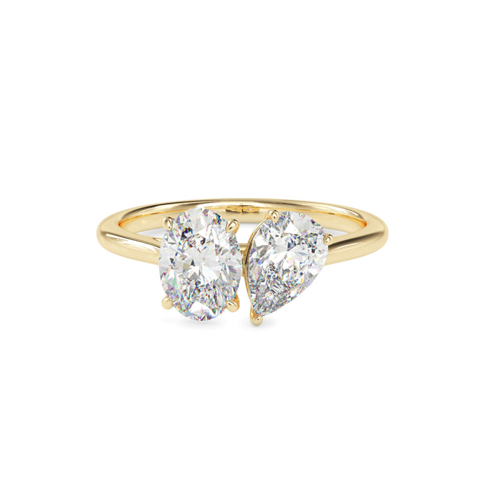 1.88Ct Pear & Oval Lab-Grown Diamond Toi Et Moi Gold Ring