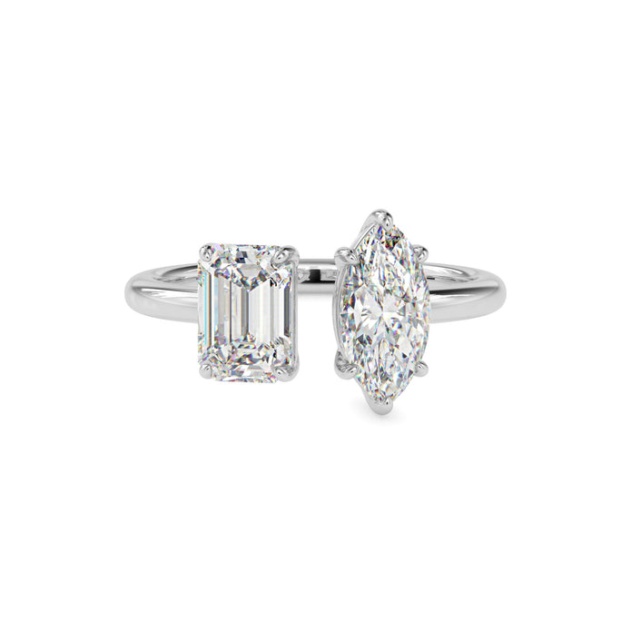 1.94Ct Emerald & Marquise Lab-Grown Diamond Toi Et Moi Gold Ring