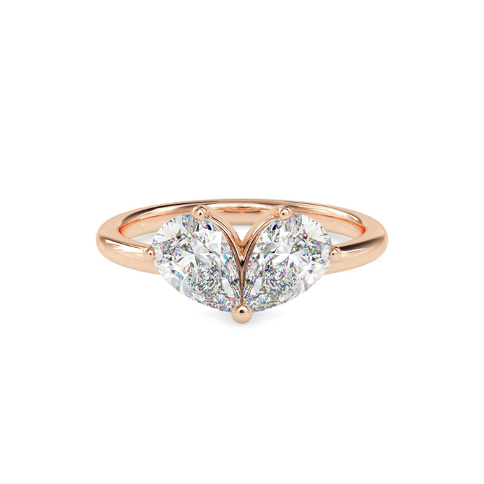 1.62Ct Teardrop Shape Pear Lab-Grown Diamond Toi Et Moi Gold Ring