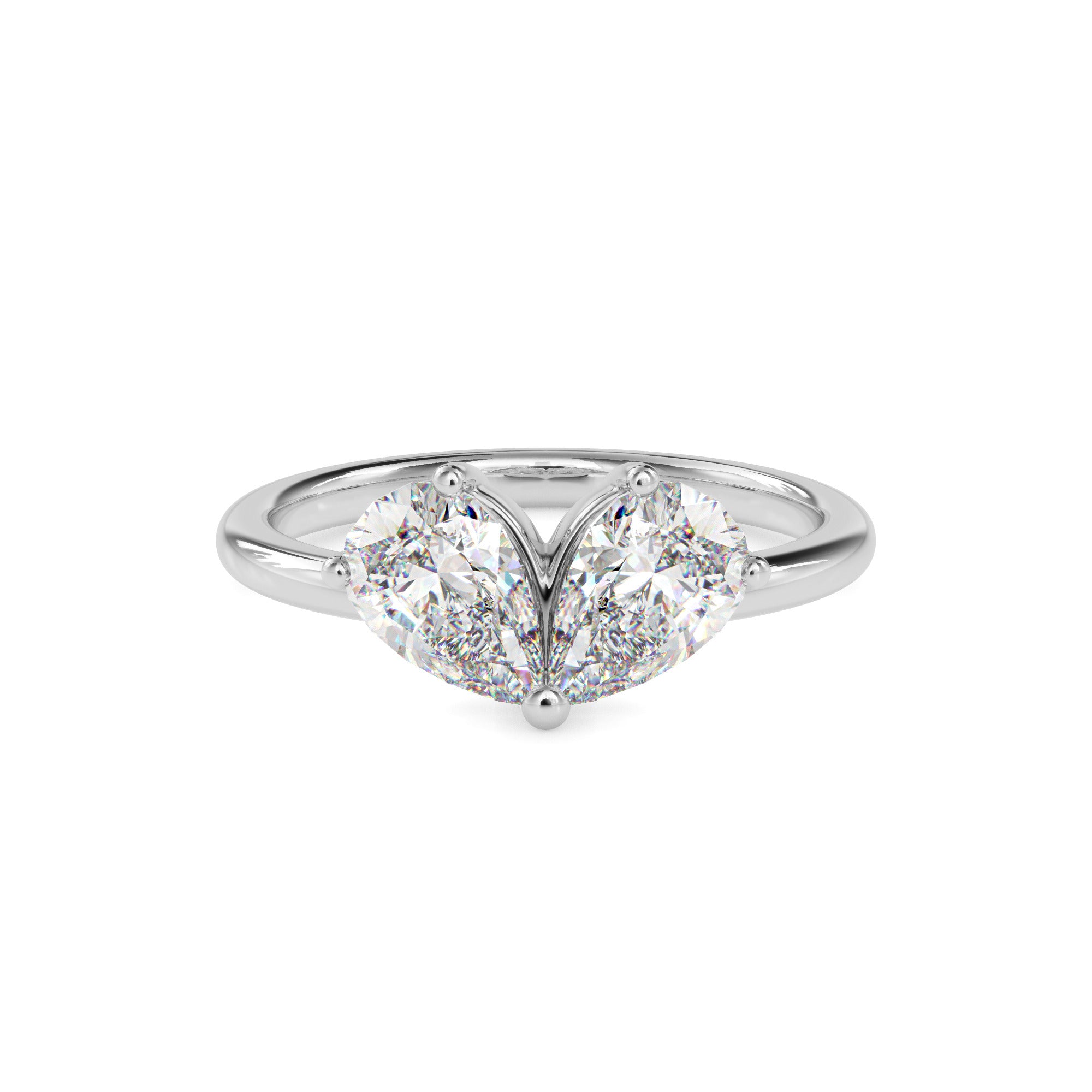 1.62Ct Teardrop Shape Pear Lab-Grown Diamond Toi Et Moi Gold Ring