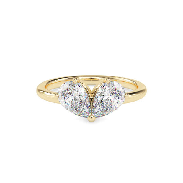 1.62Ct Teardrop Shape Pear Lab-Grown Diamond Toi Et Moi Gold Ring