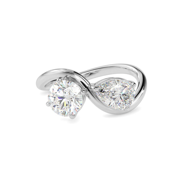 1.84Ct Round & Pear Lab-Grown Diamond Toi Et Moi Gold Ring
