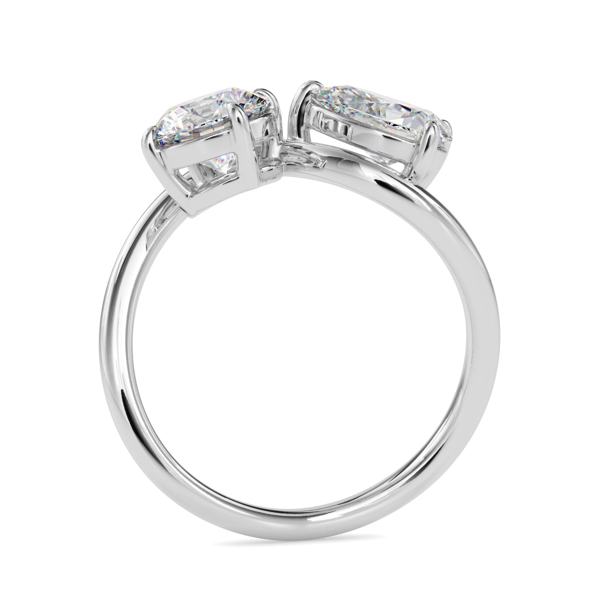 1.84Ct Round & Pear Lab-Grown Diamond Toi Et Moi Gold Ring