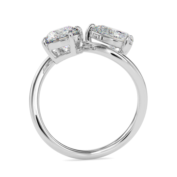 1.84Ct Round & Pear Lab-Grown Diamond Toi Et Moi Gold Ring