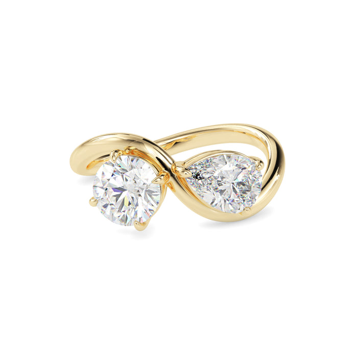 1.84Ct Round & Pear Lab-Grown Diamond Toi Et Moi Gold Ring