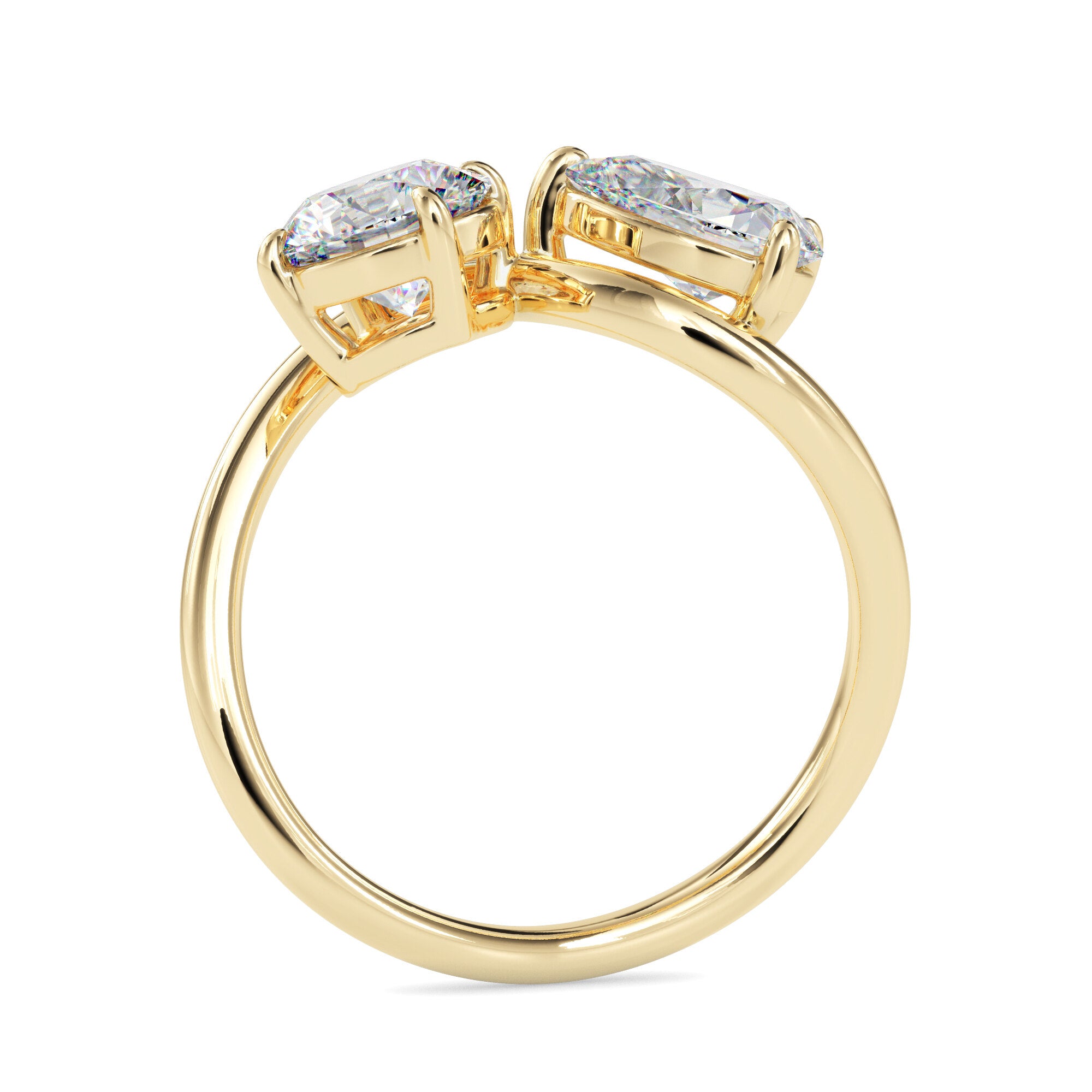 1.84Ct Round & Pear Lab-Grown Diamond Toi Et Moi Gold Ring