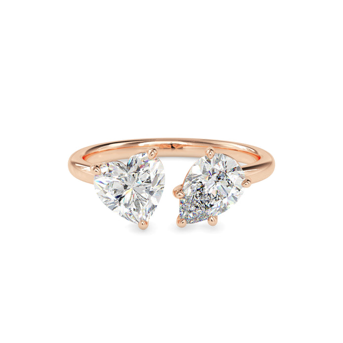 1.87Ct Heart & Pear Lab-Grown Diamond Toi Et Moi Gold Ring