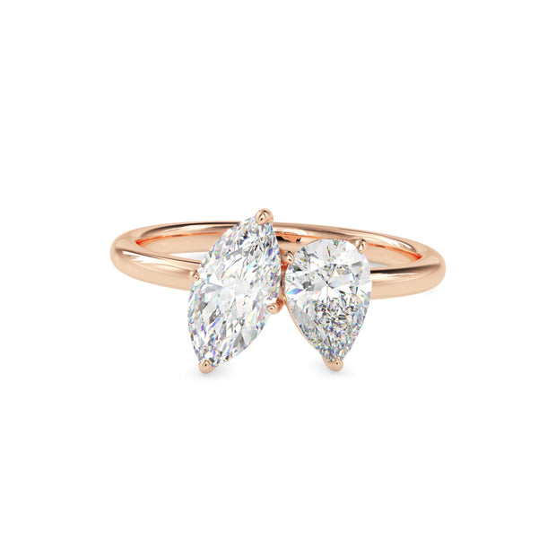 1.75Ct Marquise & Pear Lab-Grown Diamond Toi Et Moi Gold Ring