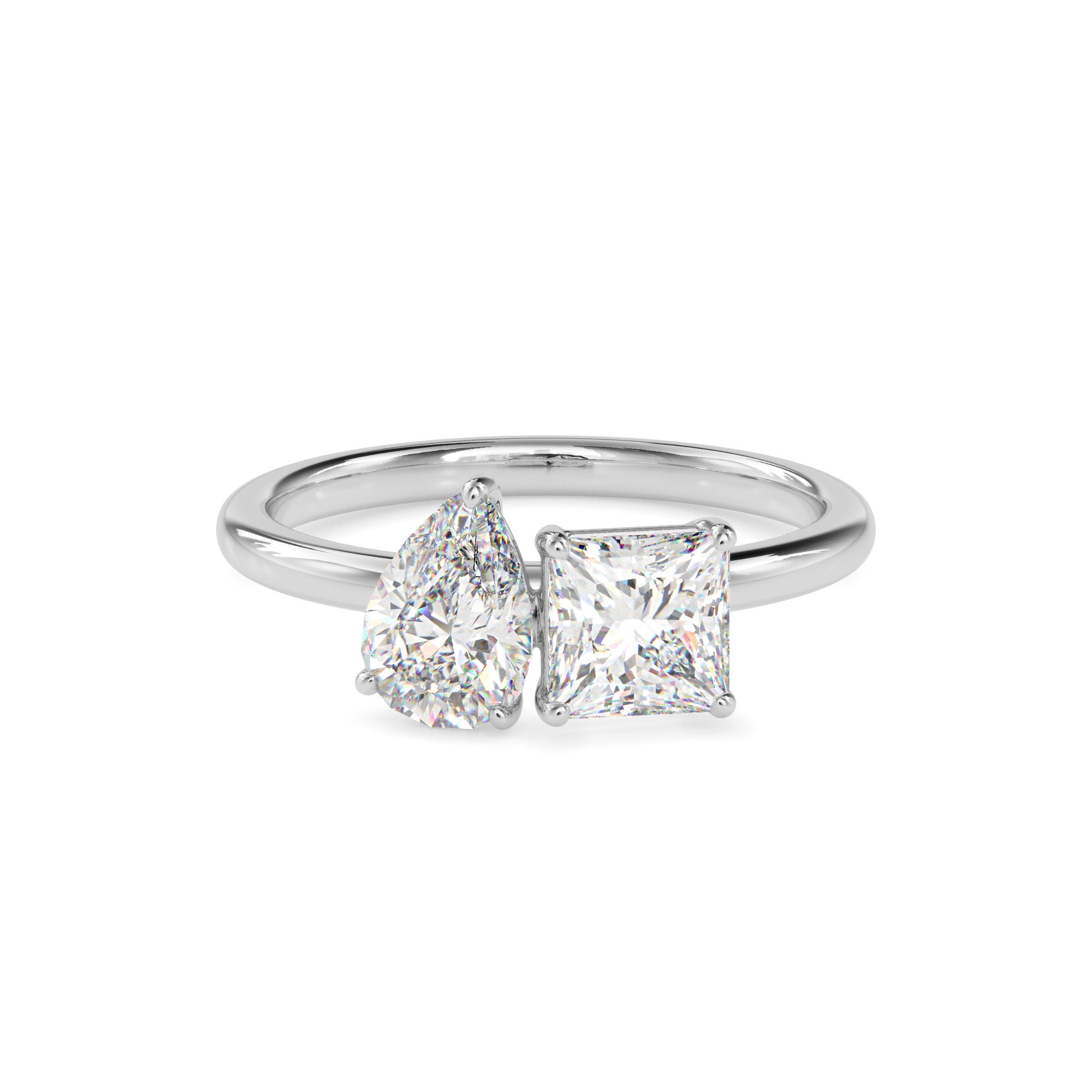 1.93Ct Princess & Pear Lab-Grown Diamond Toi Et Moi Gold Ring