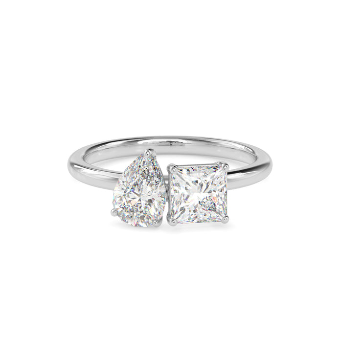 1.93Ct Princess & Pear Lab-Grown Diamond Toi Et Moi Gold Ring
