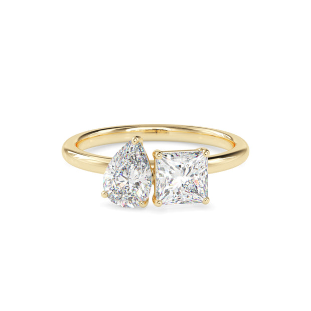 1.93Ct Princess & Pear Lab-Grown Diamond Toi Et Moi Gold Ring