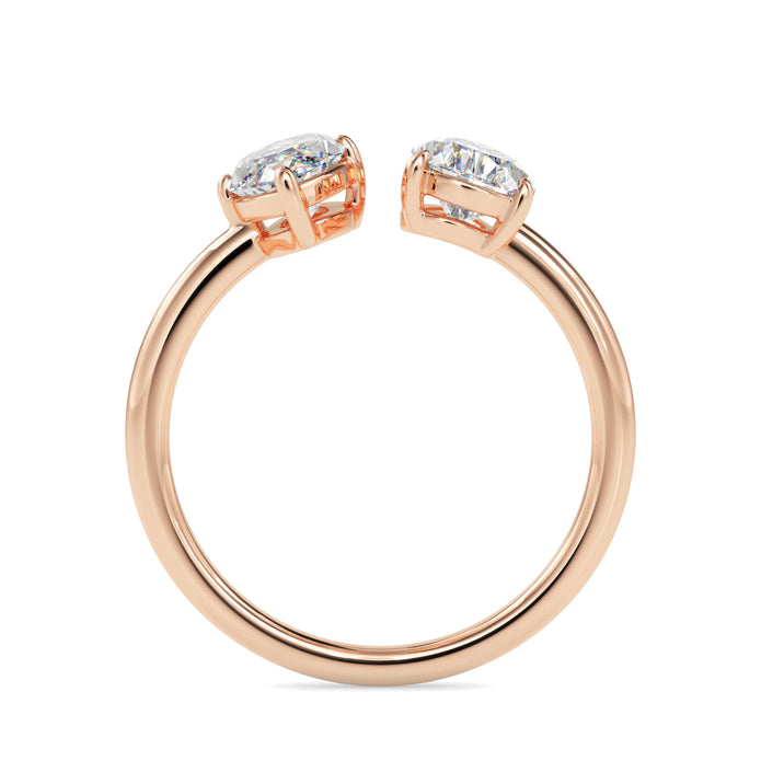 1.85Ct Marquise & Pear Open Gap Lab-Grown Diamond Toi Et Moi Gold Ring