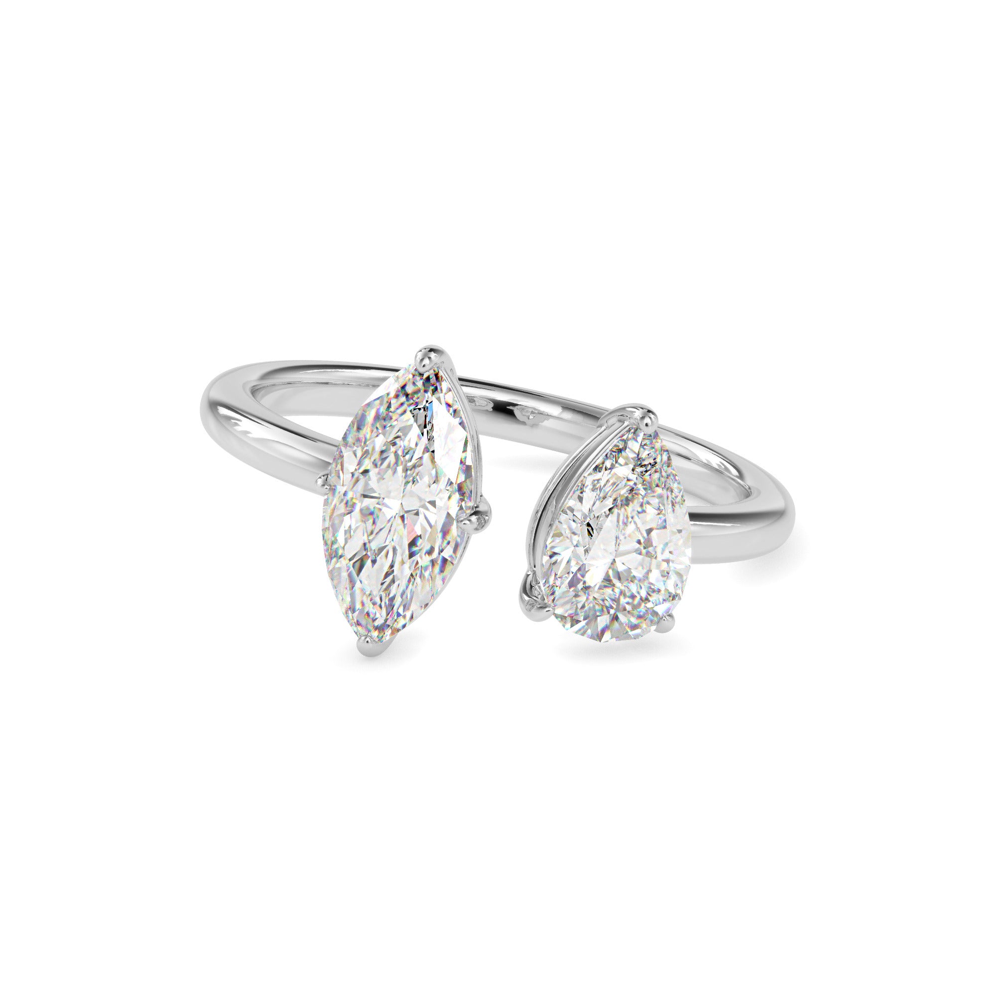 1.85Ct Marquise & Pear Open Gap Lab-Grown Diamond Toi Et Moi Gold Ring