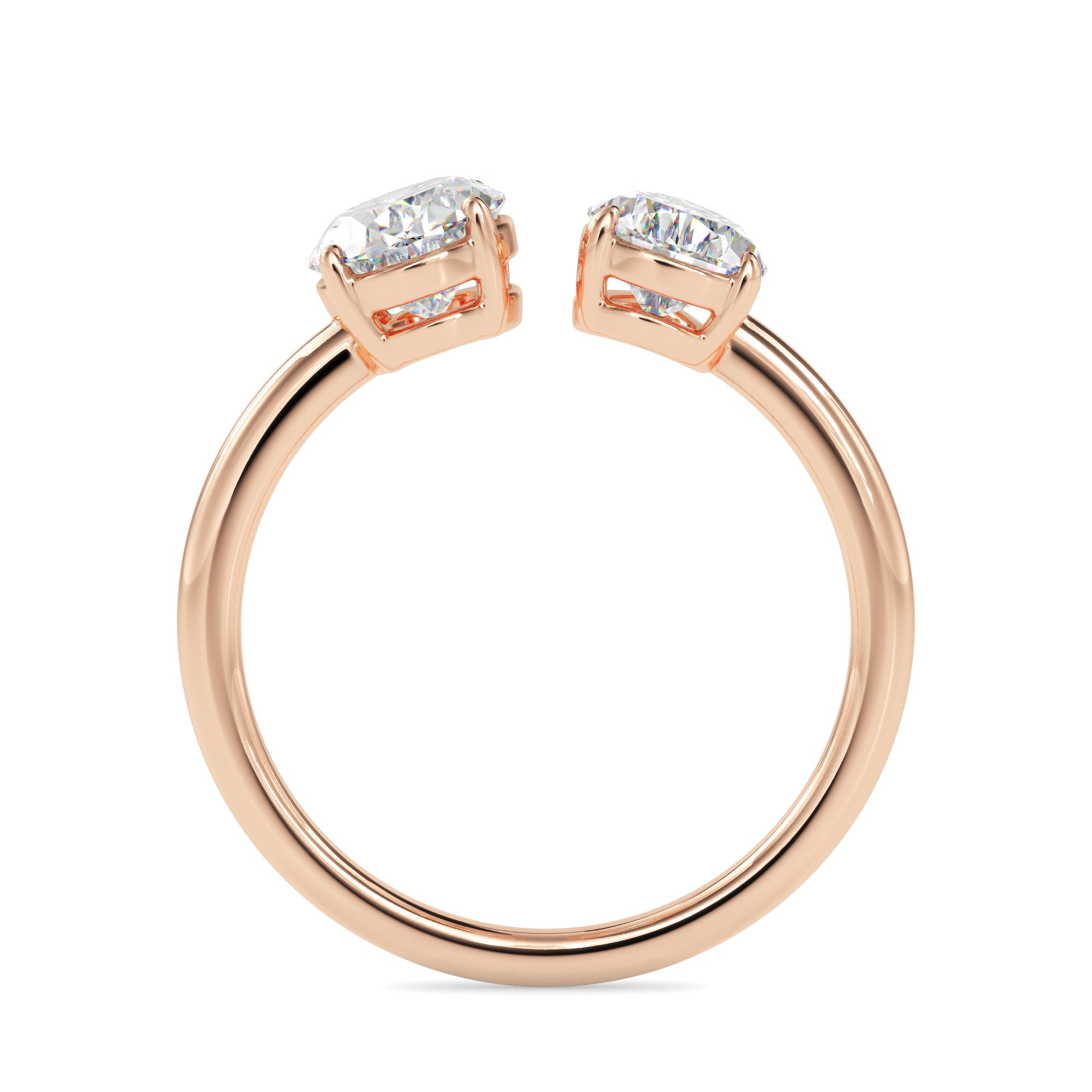 1.89Ct Oval & Pear Open Gap Lab-Grown Diamond Toi Et Moi Gold Ring