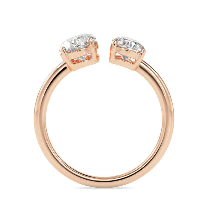 1.89Ct Oval & Pear Open Gap Lab-Grown Diamond Toi Et Moi Gold Ring