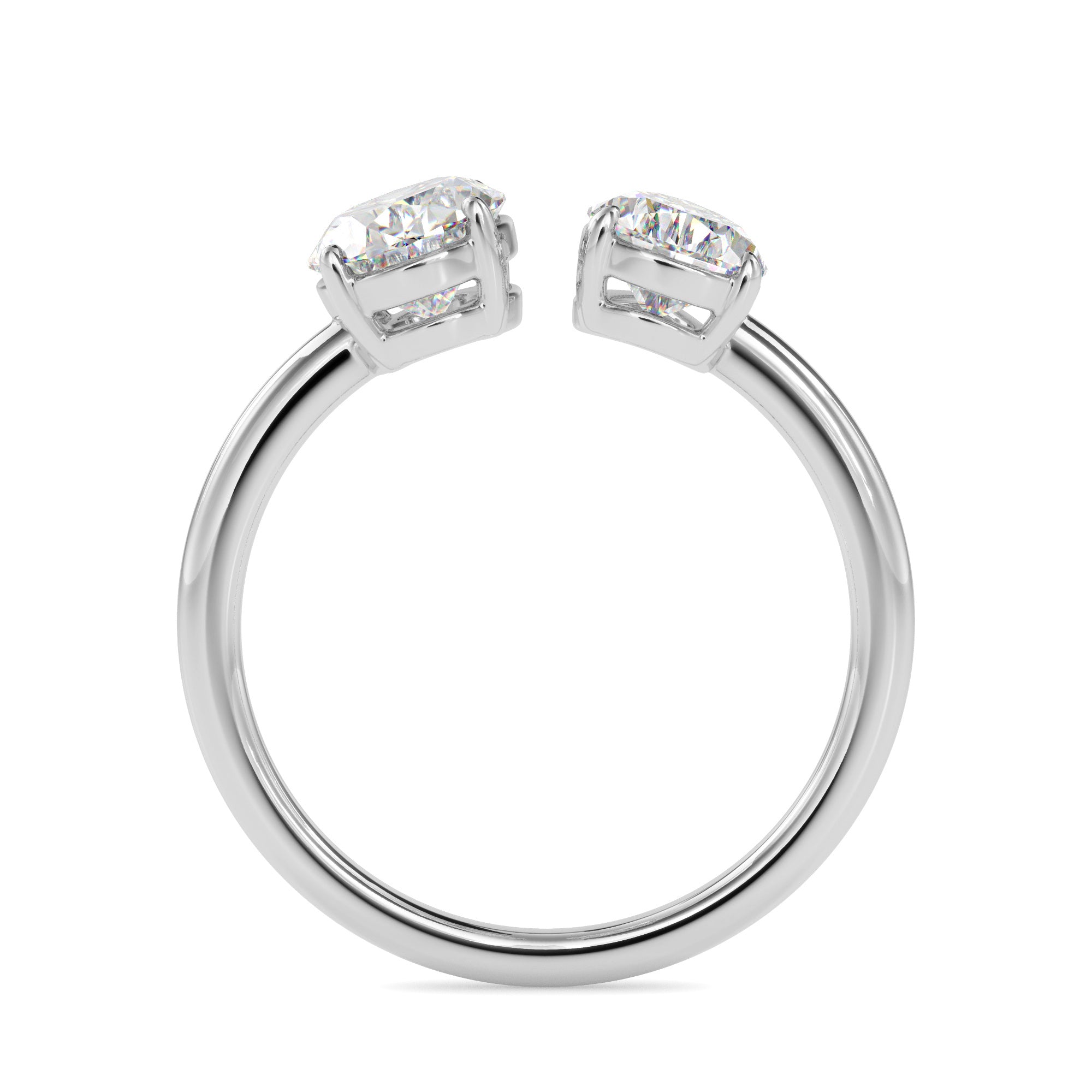 1.89Ct Oval & Pear Open Gap Lab-Grown Diamond Toi Et Moi Gold Ring