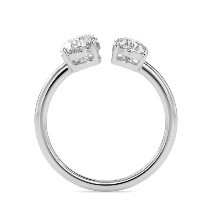 1.89Ct Oval & Pear Open Gap Lab-Grown Diamond Toi Et Moi Gold Ring