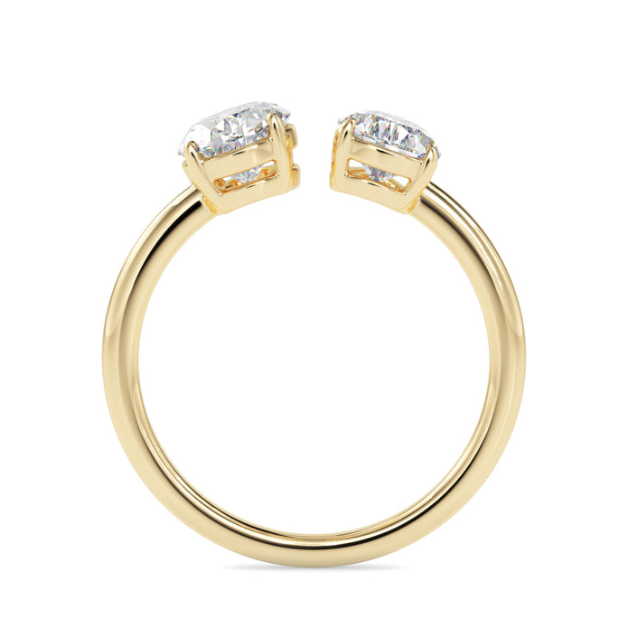 1.89Ct Oval & Pear Open Gap Lab-Grown Diamond Toi Et Moi Gold Ring
