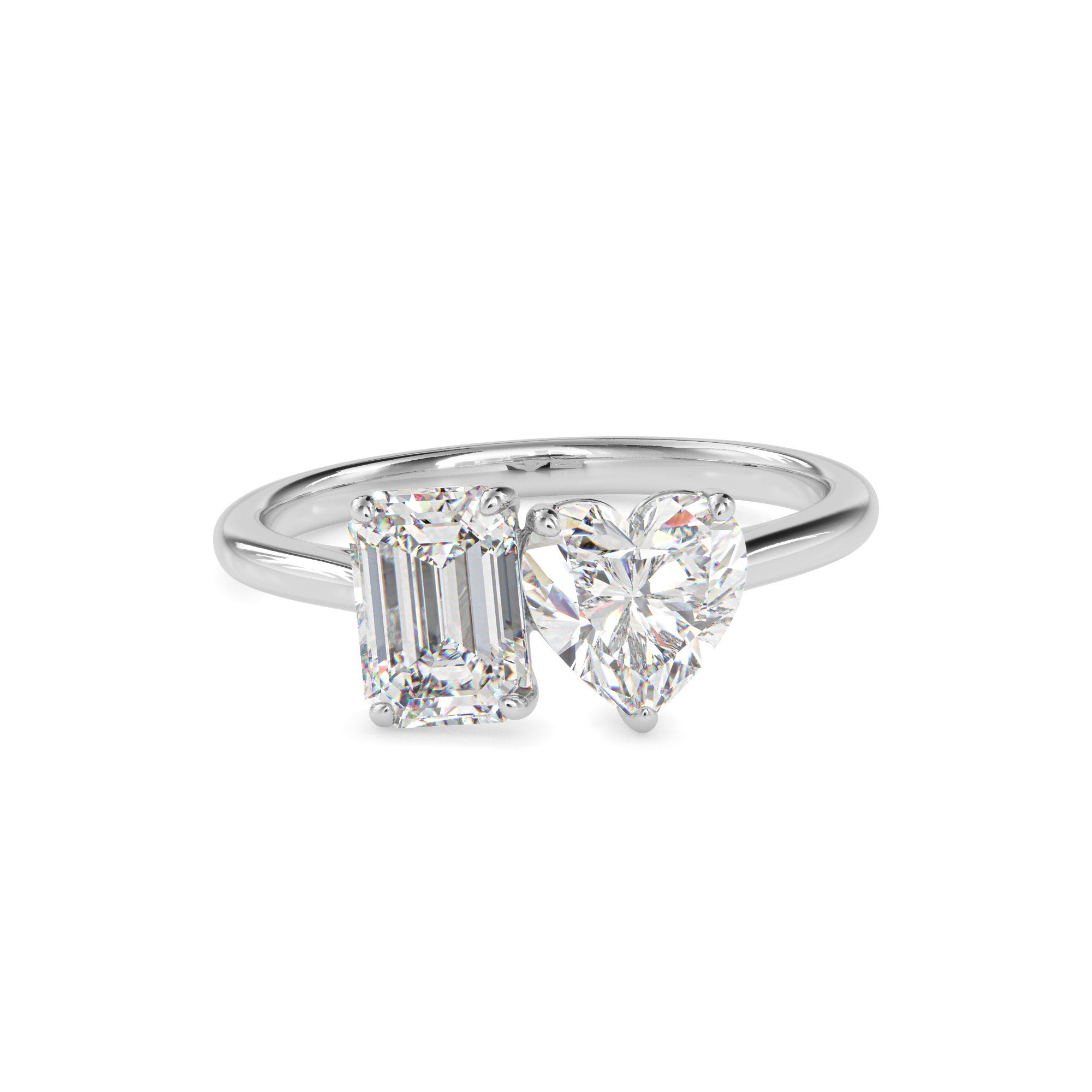 1.99Ct Emerald & Heart Lab-Grown Diamond Toi Et Moi Gold Ring