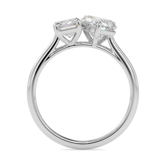 1.99Ct Emerald & Heart Lab-Grown Diamond Toi Et Moi Gold Ring